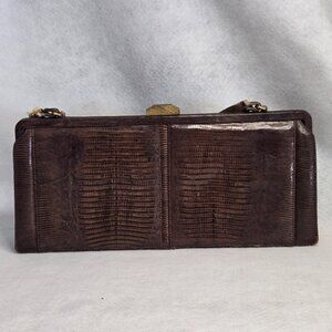 Vintage Palizzio 1960's Brown lizard skin Top Handle Handbag